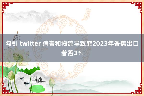 勾引 twitter 病害和物流导致菲2023年香蕉出口着落3%